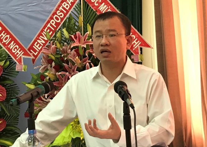 Ông Nguyễn Hoàng Dương khẳng định có thể xử lý ngay một số vi phạm công khai liên quan đến Vietlott tại hội nghị xổ số kiến thiết khu vực phía Nam ngày 17-1 - Ảnh: CHÍ QUỐC