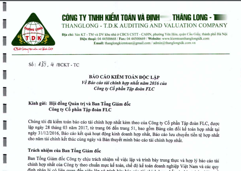 BCTC của KLF, KSA không hợp lệ, Kiểm toán Thăng Long – TDK nói gì? ảnh 3