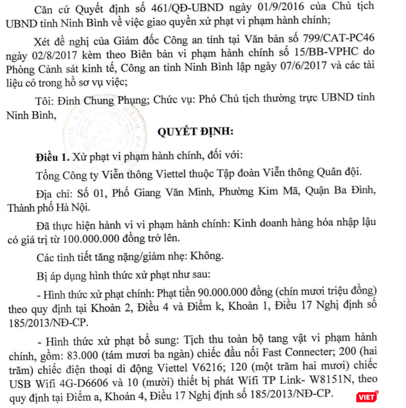 Chậm cung cấp giấy tờ, Viettel bị phạt hành chính 90 triệu đồng ảnh 1