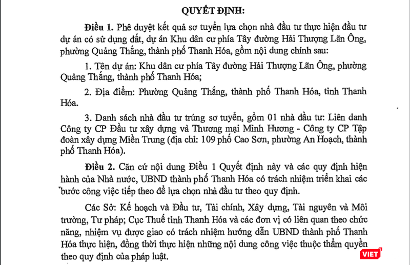 Trích Quyết định số 3601/QĐ-UBND ngày 24/9/2018 của Chủ tịch Ủy ban nhân dân tỉnh Thanh Hóa.