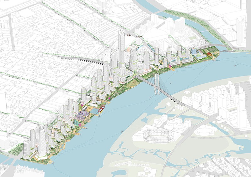 Một phối cảnh trong ý tưởng thiết kế “The Saigon Riverfront: A New Vision for Ho Chi Minh City’s Historic Port”. (Nguồn: architech.vn; inla.cn; ndh.vn) Một phối cảnh trong ý tưởng thiết kế “The Saigon Riverfront: A New Vision for Ho Chi Minh City’s Historic Port”. (Nguồn: architech.vn; inla.cn; ndh.vn)