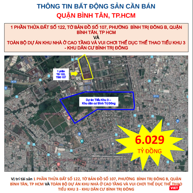 Thông báo bán đấu giá tài sản của Sacombank.