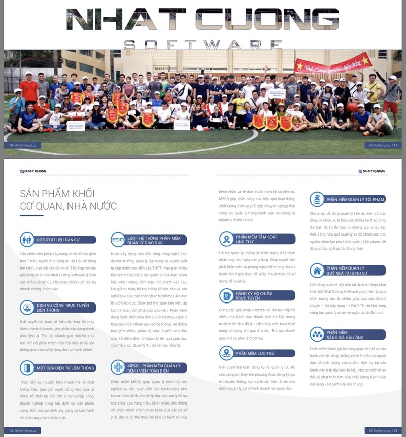 Các sản phẩm khối cơ quan, nhà nước mà Nhật Cường Software cung cấp. (Nguồn: Hồ sơ năng lực Nhật Cường Software)