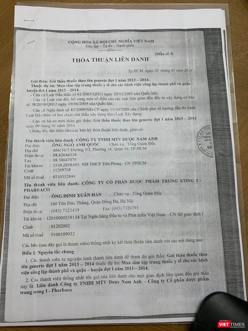 Hợp đồng giữa Pharbaco và Dược Nam Anh (công ty con của VN Pharma) hình thành trước ngày nhóm ông Ngô Nhật Phương vào Pharbaco.