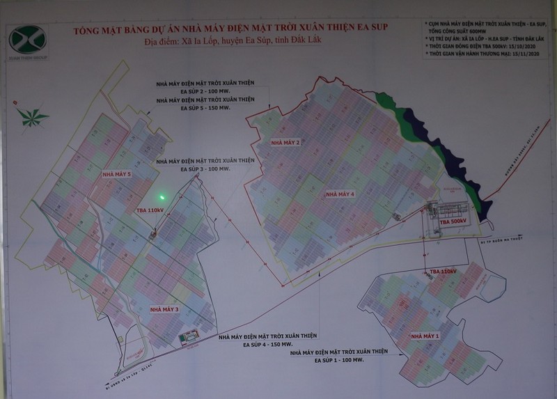 Sơ đồ tổng thể cụm nhà máy điện mặt trời Xuân Thiện - EA Súp (Nguồn: daklak.gov.vn)