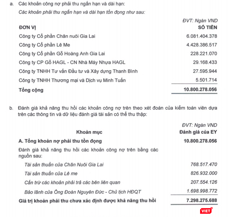 1.700 tỷ đồng công nợ phải thu của HAGL được “bầu” Đức bảo lãnh (Nguồn: HAG)