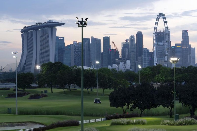 Sân golf ở khu Marina Bay, Singapore - Ảnh: Bloomberg.