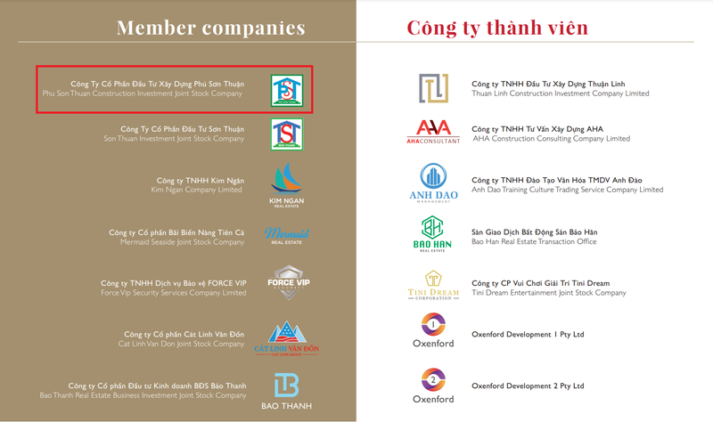 Phú Sơn Thuận được giới thiệu là một thành viên của Cát Linh Group