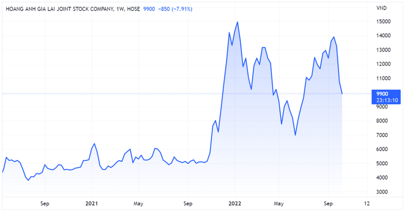 Diễn biến thị giá cổ phiếu HAG trên sàn chứng khoán (Nguồn: Tradingview)