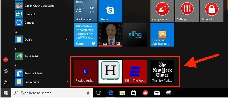 Lưu các trang web vào thanh menu - ảnh bởi Matt Elliott/CNET