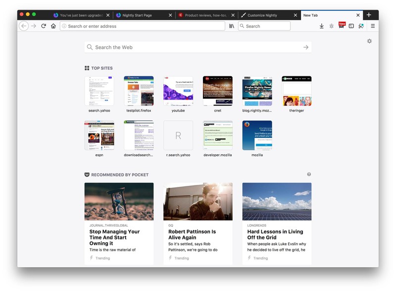 giao diện new tab mới - Ảnh bởi Matt Elliott/CNET