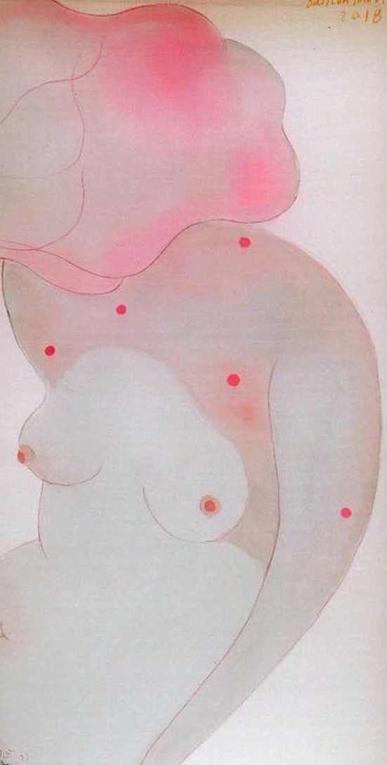 As light as Silk (chất liệu: acrylic trên lụa, 70 x 38 cm) của họa sĩ Bùi Tiến Tuấn