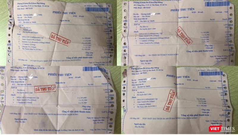 Tổng cộng các hóa đơn mà bệnh nhân Dương Quốc A phải đóng đã lên tới 37.935.000 đồng