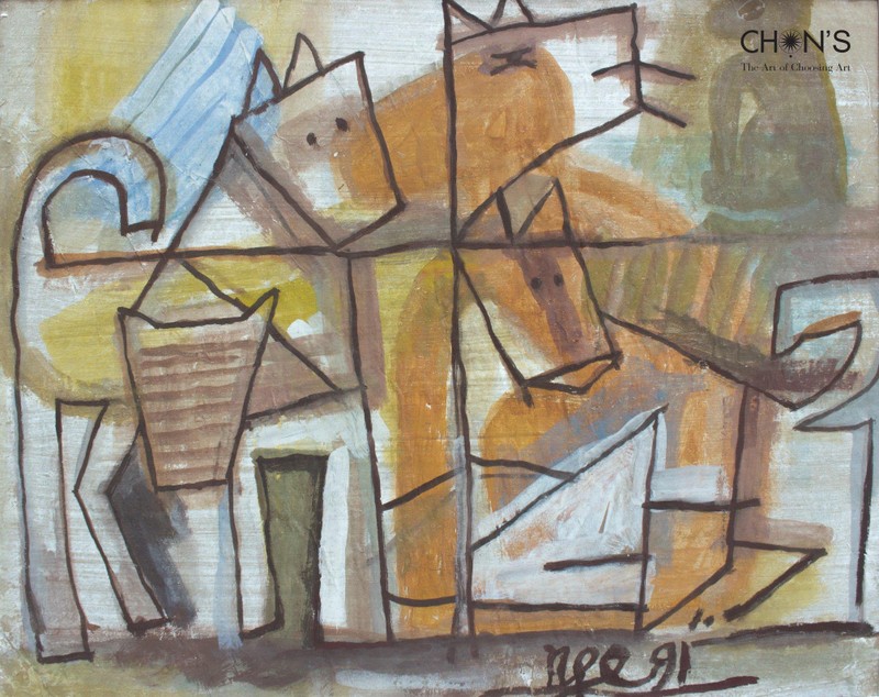 Bức "Vệ thần" của họa sĩ Nguyễn Tư Nghiêm đã bán với mức 12.500 USD (291.625.000 VNĐ)