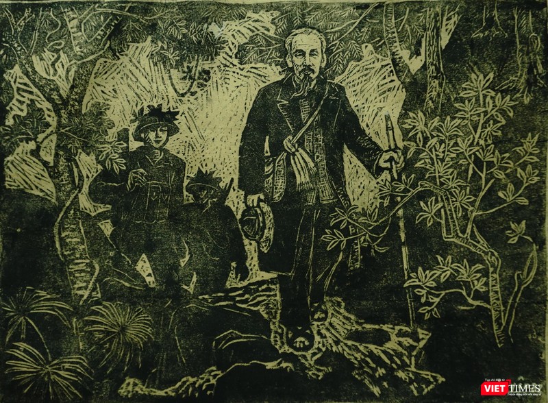 "Bác Hồ đi công tác" (Tranh Nguyễn Nghĩa Duyện, sáng tác năm 1987)