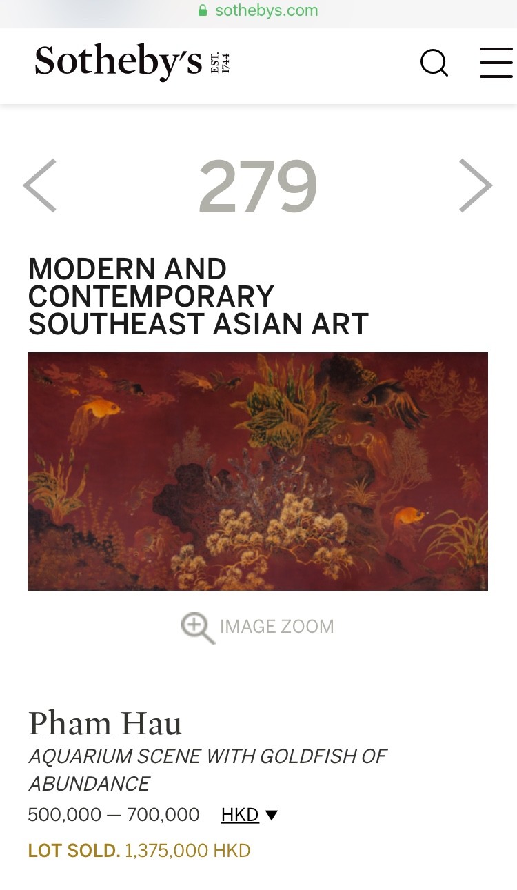 “Aquarium scene with GoldFish of Abundance” của Phạm Hậu giá “khủng” lên tới 175,244 USD