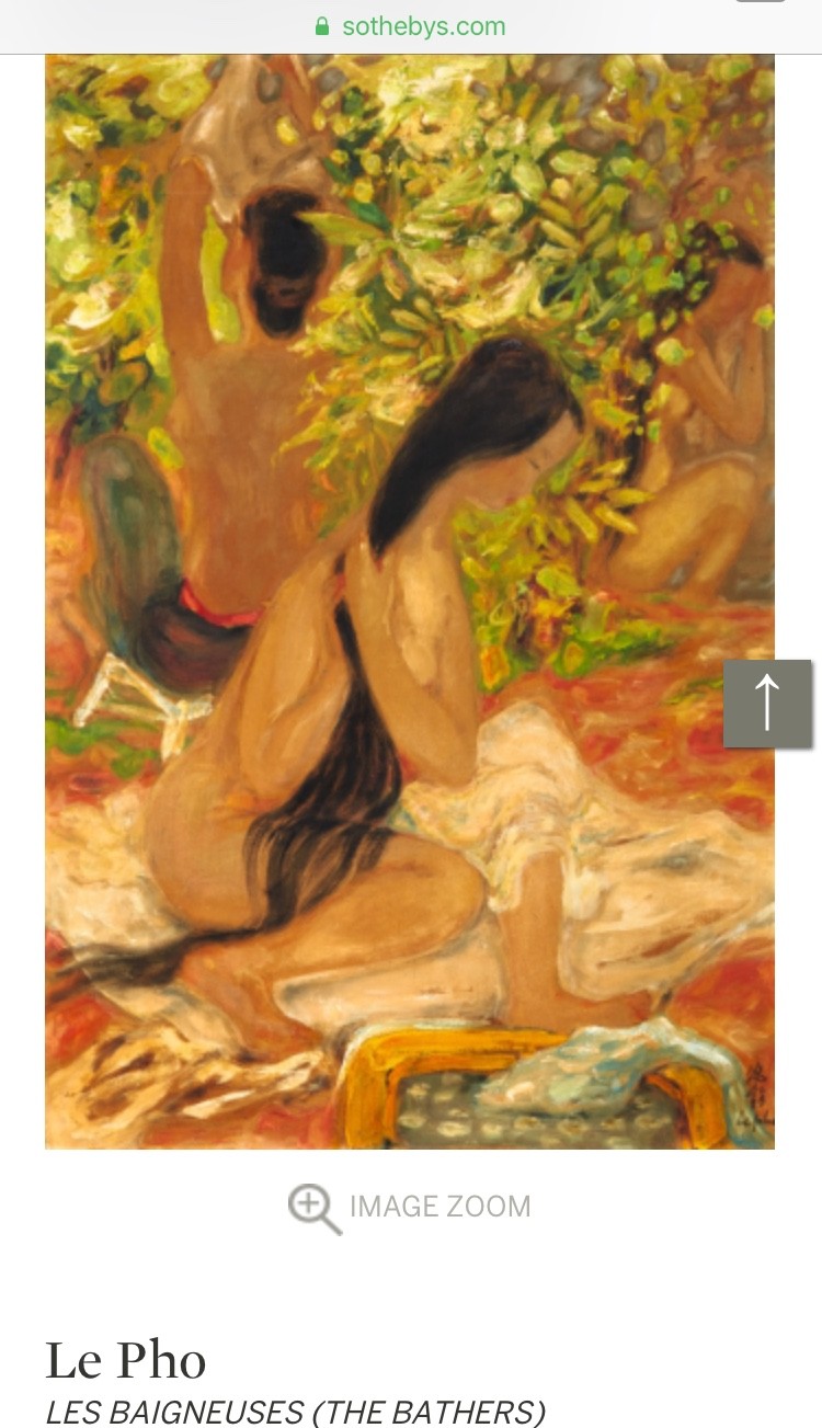 Bức “Les Baigneuses” (The Bathers) đề tên Lê Phổ cũng có giá gõ búa lên tới 135,416 USD