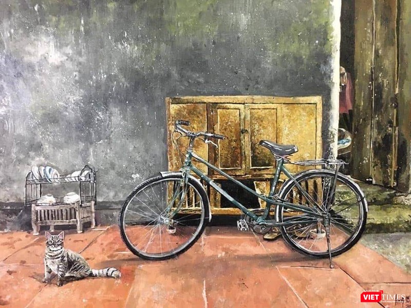 Tranh xe đạp giản dị của Trần Nam Long khiến nhiều người xúc động Tranh xe đạp giản dị của Long khiến nhiều người xúc động