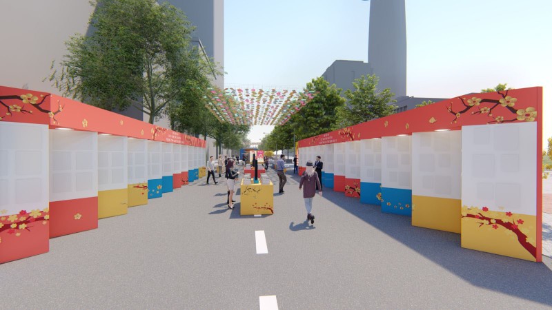 Thiết kế cho triển lãm tư liệu, sách và hình ảnh chào mừng kỷ niệm 90 thành lập Đảng Cộng sản Việt Nam tại khu vực phố Nguyễn Huệ