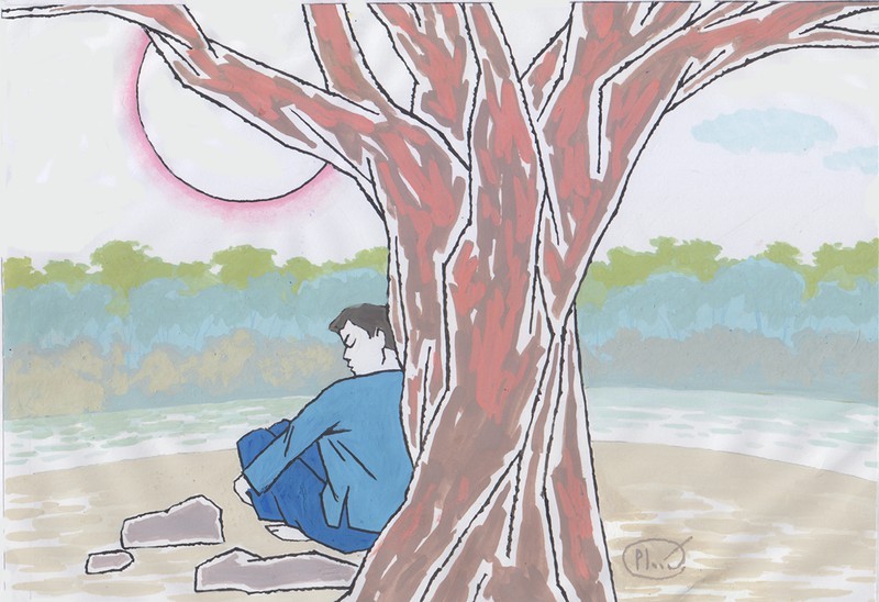 Chàng Ba ngồi dưới gốc cây lớn ở phiên chợ Khau Vai ngày 27/3 Chàng Ba ngồi dưới gốc cây lớn ở phiên chợ Khau Vai ngày 27/3