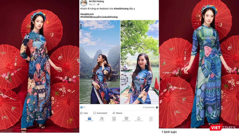 Nhiều tranh của họa sĩ Hà Hùng Dũng bị sao chép, vẽ lại trên các sản phẩm của cơ sở Áo dài Hoàng 