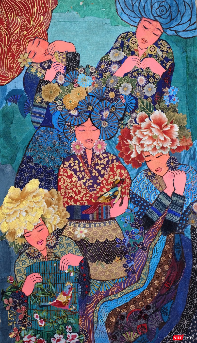 Tranh gốc do họa sĩ Hà Hùng Dũng cung cấp, đã bị sao chép đưa lên chiếc áo của Áo dài Hoàng Tranh gốc do họa sĩ Hà Hùng Dũng cung cấp, đã bị sao chép đưa lên chiếc áo của Áo dài Hoàng