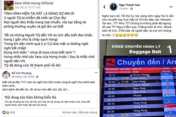 Đàm Vĩnh Hưng, Ngô Thanh Vân, Cát Phượng đưa thông tin sai về virus Corona trên trang cá nhân 