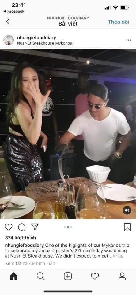 Tấm ảnh N.H.N rắc muối tại nhà hàng của Salt Bae đăng trên tài khoản được cho là của N.H.N 
