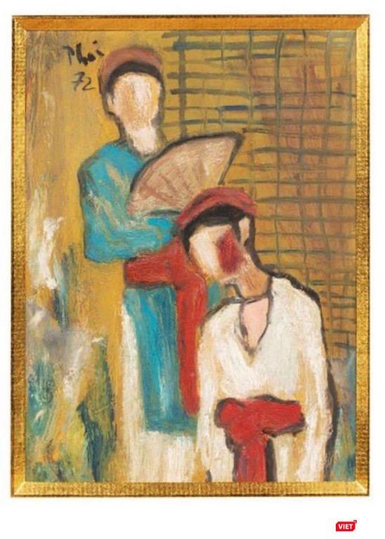 Một bức tranh ở lot 75 được ghi tên danh họa Bùi Xuân Phái nhưng nét vẽ ngô nghê (Ảnh: Drouot)