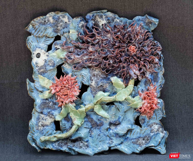 Tranh gốm Hoa Mẫu đơn