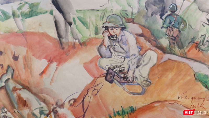 Điện tin từ mặt trận, màu nước trên giấy, 31 x 43 cm, 1968, Trần Văn Cẩn (Ảnh: PI) 