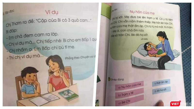 Nhiều bài giảng trong SGK Tiếng Việt 1 bộ Cánh Diều bị đánh giá là thiếu tính giáo dục (Ảnh: Hoà Bình ghép)
