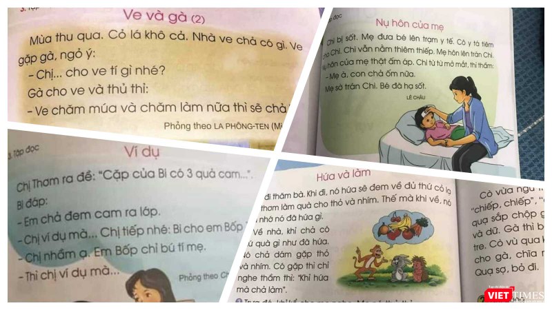 Sách giáo khoa Tiếng Việt 1 bộ Cánh Diều bị phê phán vì bị cho là còn nhiều lỗi (Ảnh: Hoà Bình ghép)