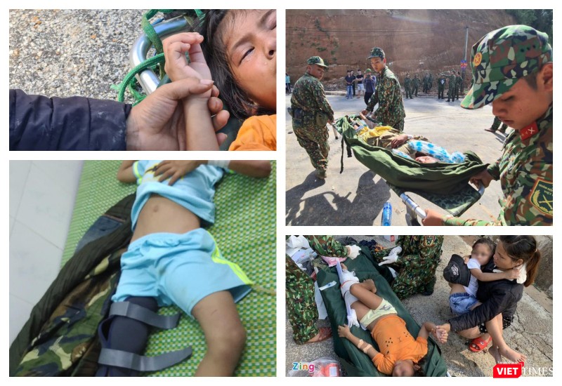 Cứu 33 người thoát chết vụ sạt lở núi Trà Leng (Ảnh: Trương Khởi, Ngọc Hiển - Hoà Bình ghép)