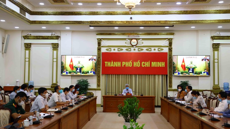 Đầu cầu TP.HCM trong phiên họp Chính phủ sáng 2/2 (Ảnh: Huyền Mai)