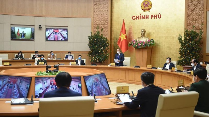 Toàn cảnh cuộc họp trực tuyến chiều 15/2. Ảnh- VGP Toàn cảnh cuộc họp trực tuyến chiều 15/2. Ảnh- VGP