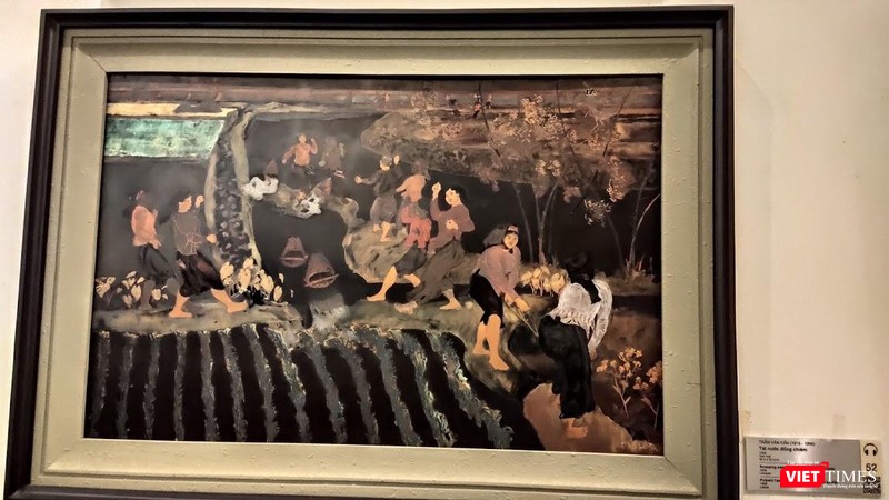 Bức hoạ "Tát nước đồng chiêm" của danh hoạ Trần Văn Cẩn được đánh số 52