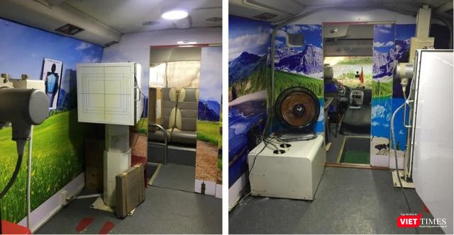 Xe chụp X-quang phổi lưu động (X- ray DR Mobile) có ứng dụng trí tuệ nhân tạo (AI) thay cho bác sĩ chẩn đoán hình ảnh đọc kết quả ngay sau khi chụp. Ảnh: Sở Y tế Xe chụp X-quang phổi lưu động (X- ray DR Mobile) có ứng dụng trí tuệ nhân tạo (AI) thay cho bác sĩ chẩn đoán hình ảnh đọc kết quả ngay sau khi chụp. Ảnh: Sở Y tế