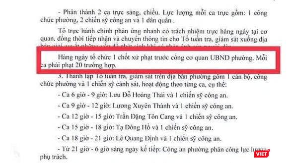 Văn bản phạt theo chỉ tiêu của UBND phường 6, Gò Vấp được lan truyền trên mạng xã hội - Ảnh chụp lại màn hình Văn bản phạt theo chỉ tiêu của UBND phường 6, Gò Vấp được lan truyền trên mạng xã hội - Ảnh chụp lại màn hình