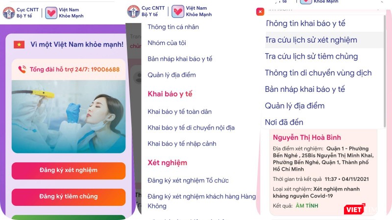 Dễ dàng tra cứu lịch sử xét nghiệm COVID-19. Ảnh: Hoà Bình Dễ dàng tra cứu lịch sử xét nghiệm COVID-19. Ảnh: Hoà Bình