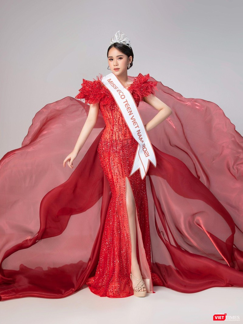 Trang phục Dạ hội Poinsettia Gown mà Vũ Huyền Diệu trình diễn trong đêm chung kết tại Ai Cập mang sắc đỏ như màu của Hoa Trạng Nguyên