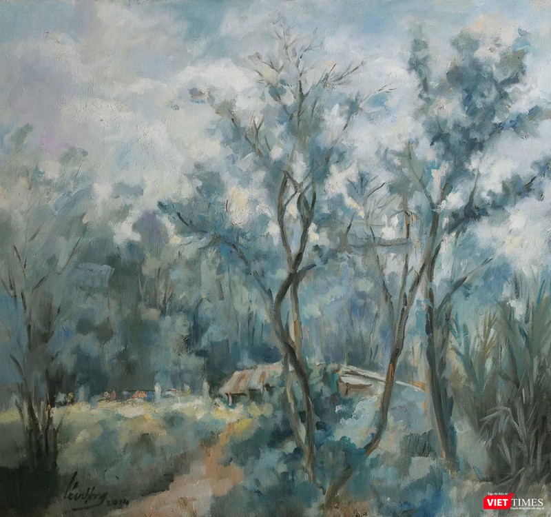 Lê Vượng, Làng quê, sơn dầu, 68x79 cm, 2014 Lê Vượng, Làng quê, sơn dầu, 68x79 cm, 2014