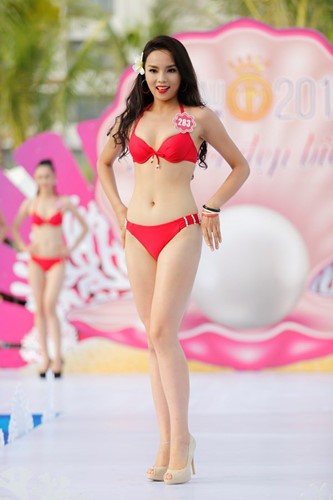 Hình ảnh Hoa hậu Kỳ Duyên khi còn là thí sinh tham gia cuộc thi Hoa hậu Việt Nam 2014.