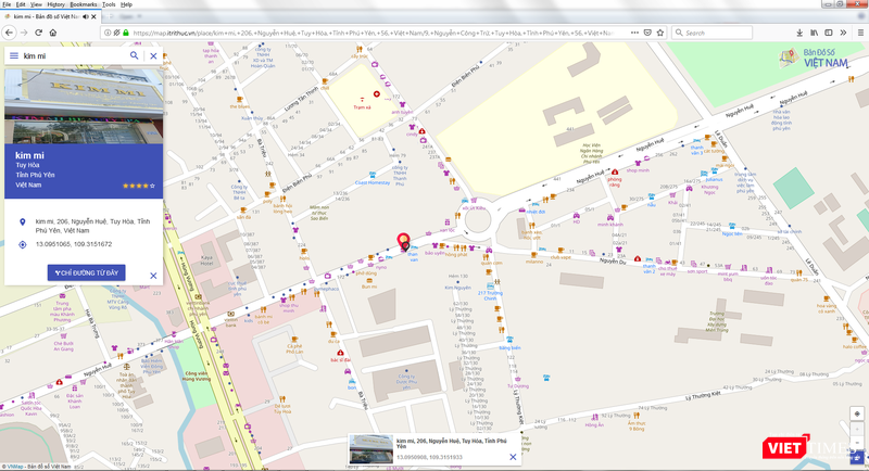 Tra cứu một địa chỉ tại Phú Yên trên trang https://map.itrithuc.vn