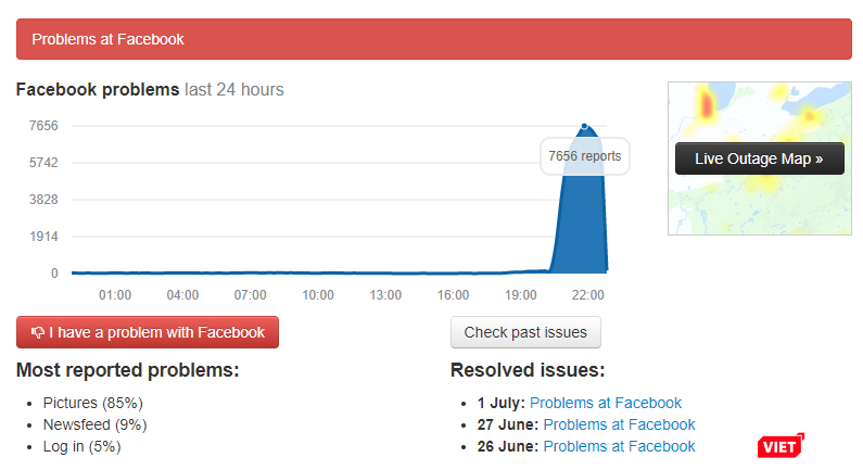 Tối muộn hôm nay, lượng phản hồi về dịch vụ của Facebook tăng đột biến, chủ yếu liên quan từ khóa về hiển thị ảnh