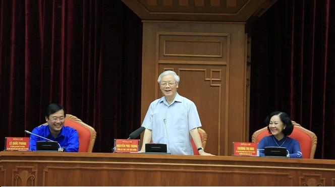 Tổng Bí thu, Chủ tịch nước Nguyễn Phú Trọng phát biểu tại buổi gặp mặt.