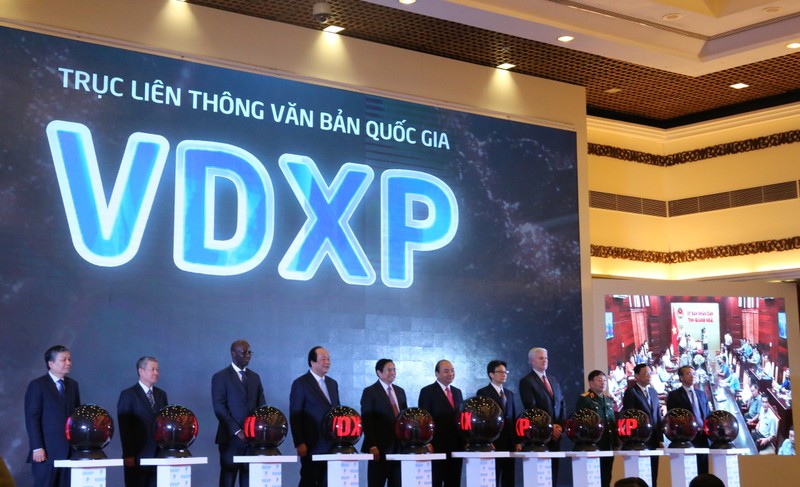 Khai trương Trục liên thông văn bản quốc gia. Ảnh: VGP