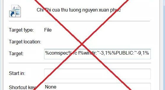Thuộc tính tập tin mã độc bị lực lượng Công an phát hiện. Ảnh: BCA