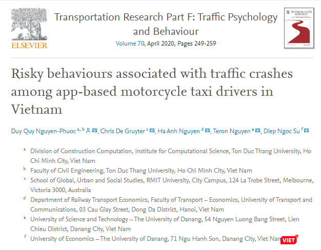 Phần báo cáo tóm tắt được đăng tải trên tạp chí Nghiên cứu phương tiện giao thông - phần Tâm lý học và Hành vi giao thông. Phần báo cáo tóm tắt được đăng tải trên tạp chí Nghiên cứu phương tiện giao thông - phần Tâm lý học và Hành vi giao thông.