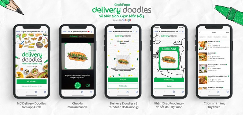 Grab ra mắt ứng dụng Delivery Doodles, biến các nét vẽ tinh nghịch của trẻ thành món ăn giao đến tận tay với sự trợ giúp của trí tuệ nhân tạo. Ảnh: Grab cung cấp.